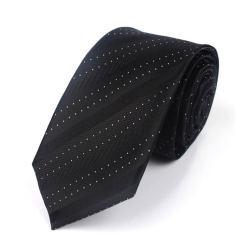Black Stripe and White Polka Dot Tie for Businessmen