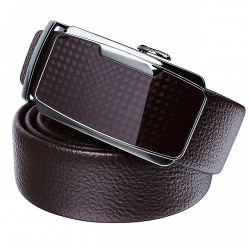 Coffee Leather Belt For Boss Slide Automatic Buckle Belts Strap 1.35 inch Wide Strap