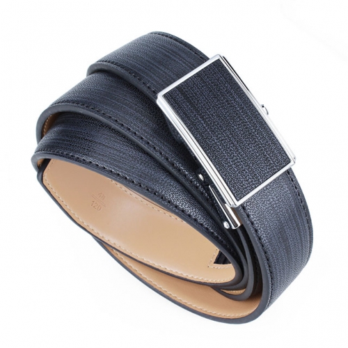 Black leather belt for mens Automatic Buckle Dress Belt