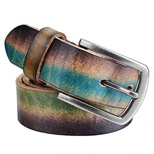 Mens Genuine Leather Belt with Pin Buckle Adjustable Belt -Top Hawson
