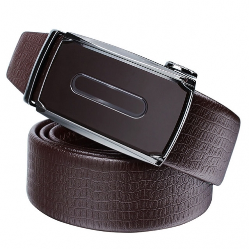 Men's Automatic Belt Coffee Leather Belt Fashion Sliding Buckle Belts Strap For Man in Business