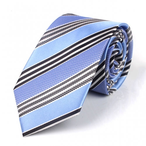 Microfiber Necktie Mens Blue Stripe Tie at Low Price