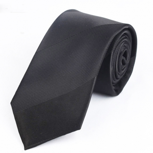 Men's Necktie Wide Striped Polyester Tie 7cm In Black