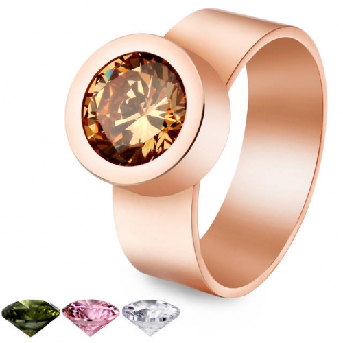 New Arrive Rose Gold Replaceable Crystal Ring-HAWSON