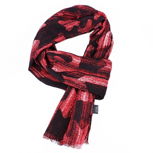 Dark Red Women's Classic Winter Knitted Striped Scarf