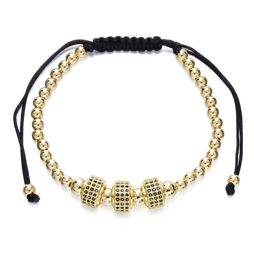Gold Beads Bracelets, Adjustable Size Rope Chain Bracelet for Men