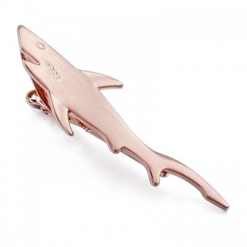 HAWSON Rose Golden Shark Tie Clip  for Men's Wedding Conference with Nice Gift Box