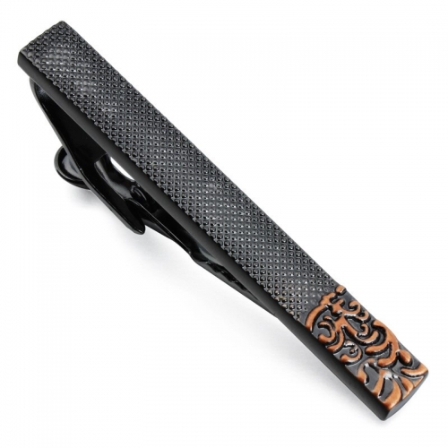 HAWSON  Black Gun With Special Flower Pattern Tie Clip for men, Tie Bar for men Business Meeting, Tie Bar Clip for Men