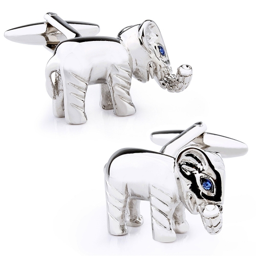 Rhodium Plated Shinny Animal Elephant Pattern Trendy Men Jewelry Fashion Accessories Shirt Cuff Links
