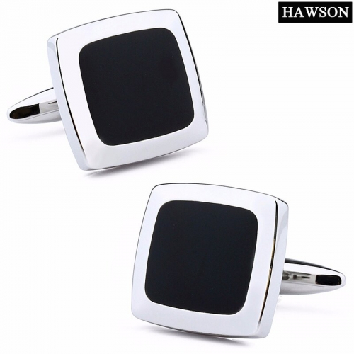 Square Black Onyx Mens Cufflinks, Steel Cuff Links for Wedding, Party, Father's Day