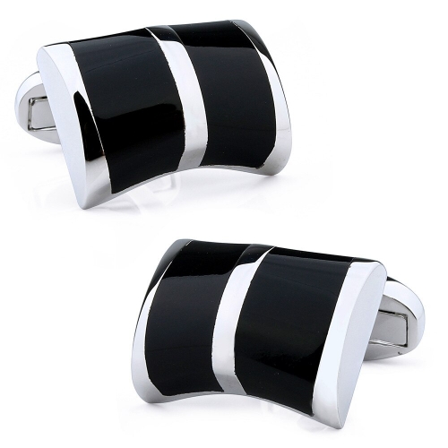 Black Enamel Arch Bent High Quality Wedding Cuff Links For White Dress Shirt Fashion Jewelry