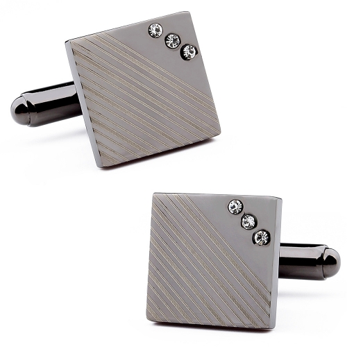 Gun Crystal Cufflinks, Square Cufflinks Come with Luxury Gift Box