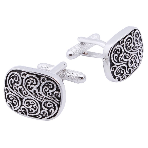 Square Enamel Plain Metal Flower Pattern Shirt Jewelry Fashion Trendy Men's Cuff links