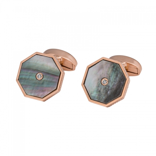 HAWSON Rose Gold Color Mens Cufflinks for Husband with Luxury Gift Box Pearl Cuff link