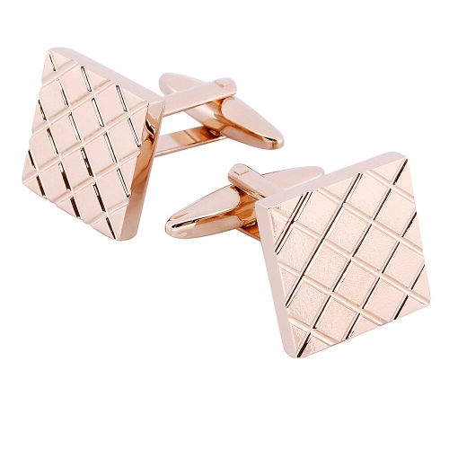 Plain Metal Square Rose Gold Cufflinks For Mens French Shirt