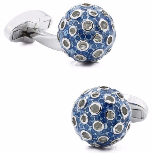 Soccer ball cufflinks designed with sophisticated hand-chased engravings