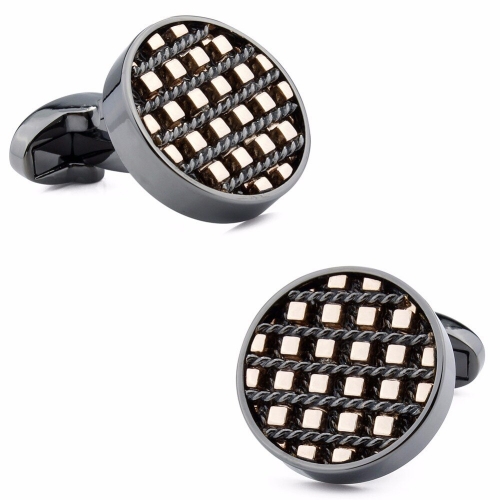 1 Pair Retail Mystery Gun Color Plated with Metal Rope Weave Charming Man Cuff Links for Business with Box