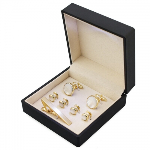 HAWSON Popular Cuff Links and Studs and Tie Clip Jewelry Display Boxes with Light Gift Storage Cases Black High Quality