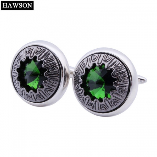 Vintage & Luxury Emerald Crystal Cufflinks for French Shirt