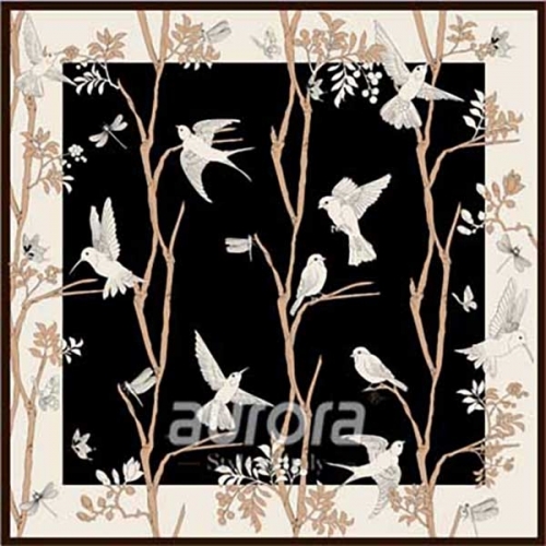 Silk scarf for women with Tranquil Forest Q1-009