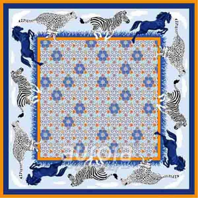 Silk scarf for women with Running Horse Q1-007