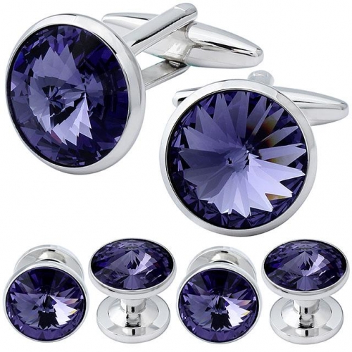 Tanzanite Cufflink and Studs Sets with Imitated Crystal