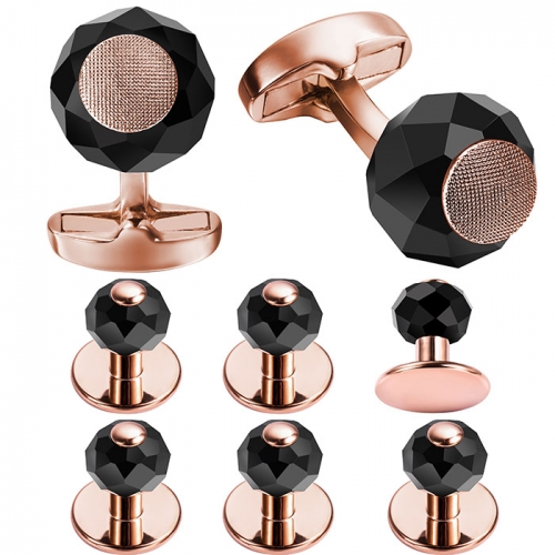 Rose Gold Cufflink and Tuxedo Studs Sets For Men