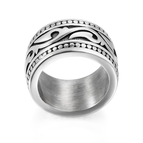 Stainless steel rings for men with sculpted reliefs design