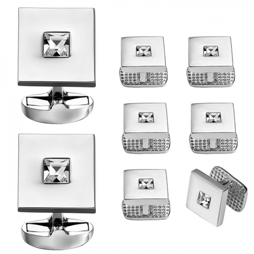 Silver Plated Cufflink and Tuxedo Studs Sets For Men