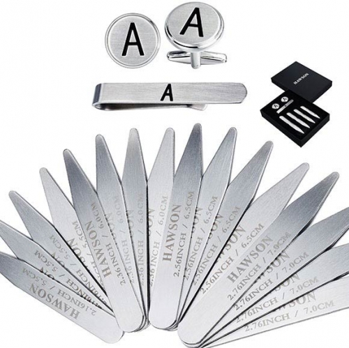 Tie Clip+Cufflinks+Collar Stays Capital Letter (A-Z, 26 Letters) Printed Gift/Present for Men