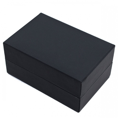 Black special paper cufflinks box inside brown flannel