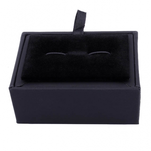 Black plush cufflinks box matte kraft paper case