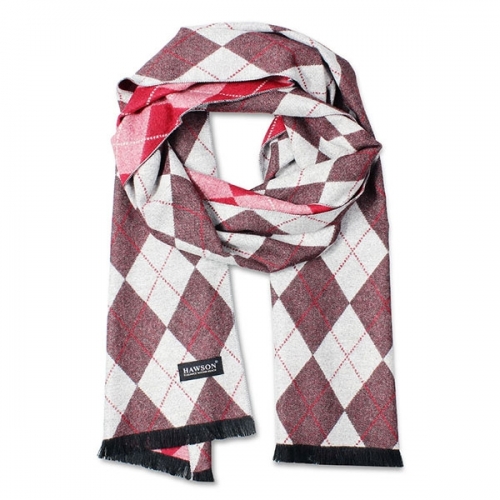 Light Red & Beige Plaid Shawl, High Quality Viscose Winter Scarves