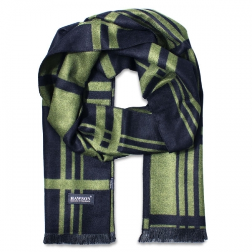 Grass green & Navy blue Striped Scarf