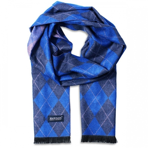 Blue & Charcoal Plaid Scarf for Men