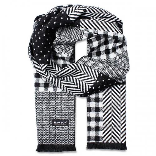 Black and White Scarf, Plaid Shawl, Softable Viscose Women Scarf