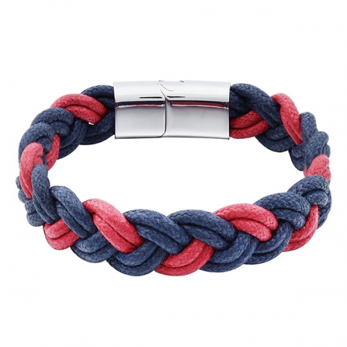 Muiti-color Leather Bracelet with Stainless Steel Clasp