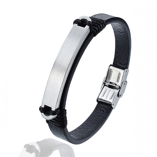 Metal Plated Genuine Leather Bracelet Nickel-free Stainless Steel Buckle Bangle