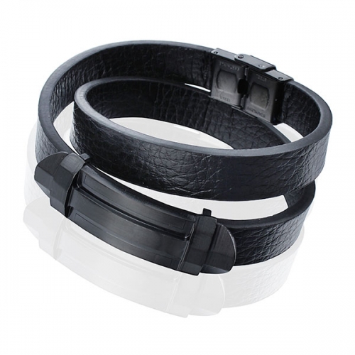 IP Black Plating Nickel-free Bracelet with Stainless Steel Clasp Adjustable Size
