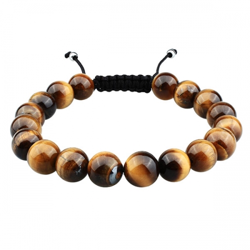 Multicolor Tiger's Eye Bracelet Custom with Adjustable Braided Rope