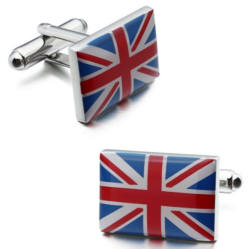 American flag cuff links, Transparent Enamel Cufflinks, Rhodium Cufflinks for Men