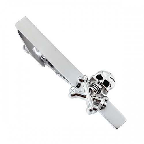 Skull tie bar cross bone tie clips for men