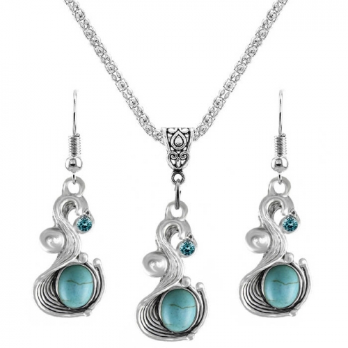 Turquoise earring and necklace set for women