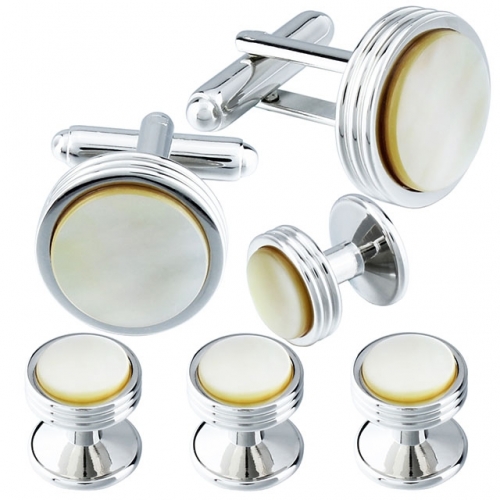 Cream color cufflinks and studs sets for men