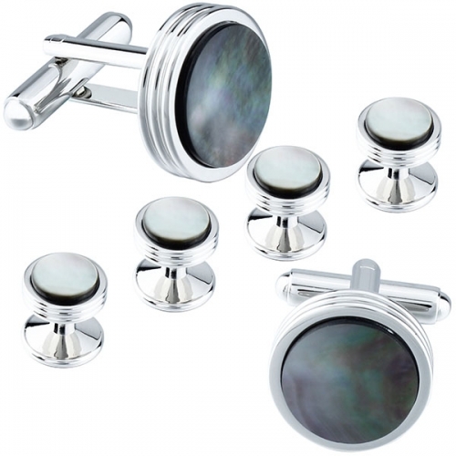 Grey cufflinks and studs sets for men
