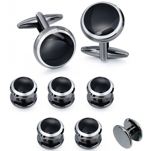 Enamel cufflinks and studs sets for wedding gift