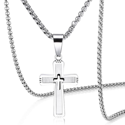 Stainless steel cross necklaces pendant gold plated chain for men