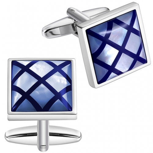 HAWSON Cufflinks for Men Mother of Pearl Silver Color