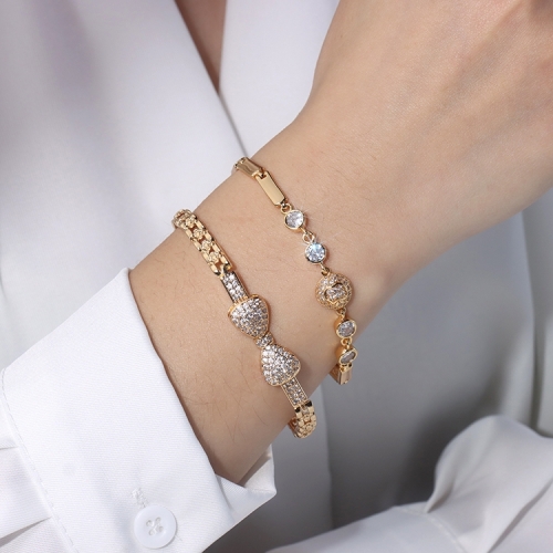 High Quality Rose Gold Brass Zircon Luxury Tennis Chain Bracelet for Women with Flower Bracelet Accessories