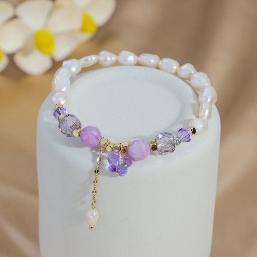 Customized Bracelets & Bangles Real Freshwater Pearl Bead Flower Design Crown Bracelet Accessories Bracelet with Beads